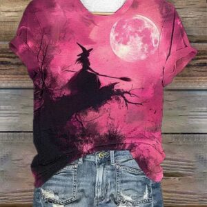 Womens Witch Pink Print T Shirt