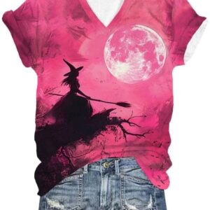 Womens Witch Pink Print T Shirt1