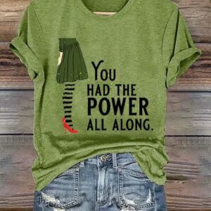 Womens You Had The Power All Along Wicked Fan Print Crew Neck T Shirt1