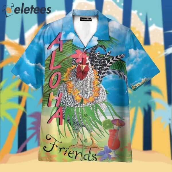 Aloha Farm Rooster Friends On The Beach Hawaiian Shirt