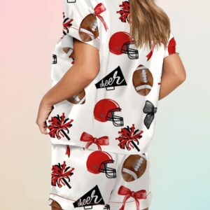 Cheer Football Coquette Bows Satin Pajama Set2