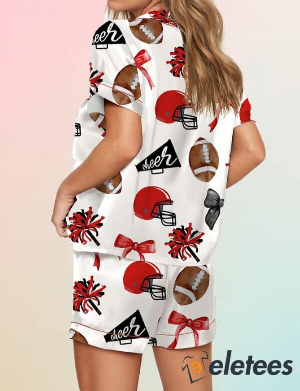 Cheer Football Coquette Bows Satin Pajama Set