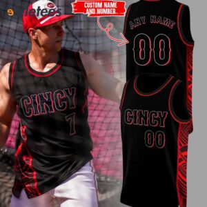 Cincy Reds Black Basketball Jersey