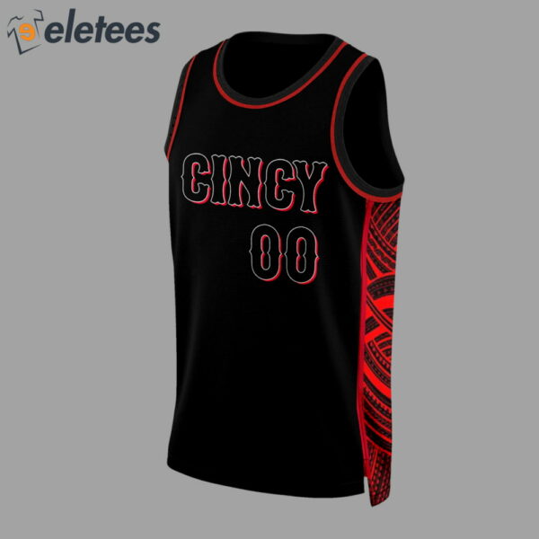 Cincy Reds Black Basketball Jersey