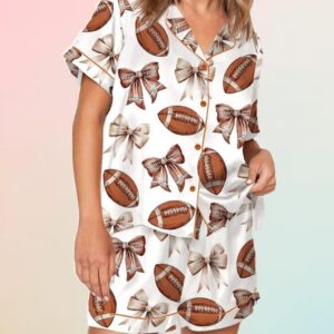 Coquette Football Satin Pajama Set1