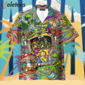 Hippie Mushroom Bus Mens Buttons Up Shirts Hawaiian Shirt1