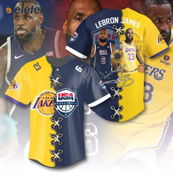 Lebron James Lakers x USA Basketball Team Baseball Jersey