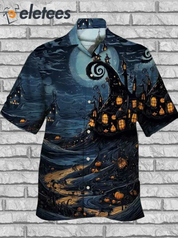 Men’s Halloween Fun Scary Cuban Collar Cotton Blend Shirt