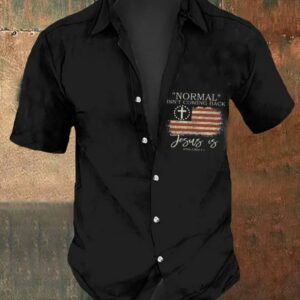 Mens Vintage Faith Normal Isnt Coming Back Lapel Casual Shirt1