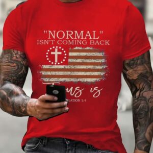 Mens Vintage Faith Normal Isnt Coming Back Printed T Shirt1