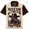 Western Retro Cowboy Frog Rizz Em With The Tism Hawaiian Shirt