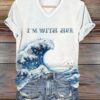 Women’s Blue Wave I’m With Her Print V-Neck T-Shirt