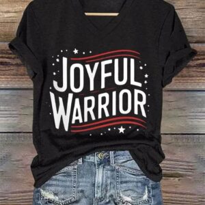 Womens Joyful Warrior V Neck Tee