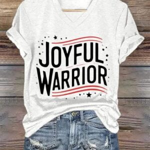 Womens Joyful Warrior V Neck Tee1