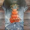 Women’s Vintage Stacked Pumpkin Casual T-Shirt