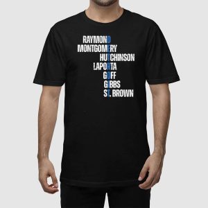 Raymond Montgomery Hutchinson Laporta Goff Gibbs St Brown Detroit Shirt 2